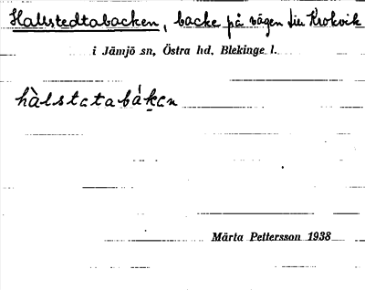 Bild på arkivkortet för arkivposten Hallstedtabacken