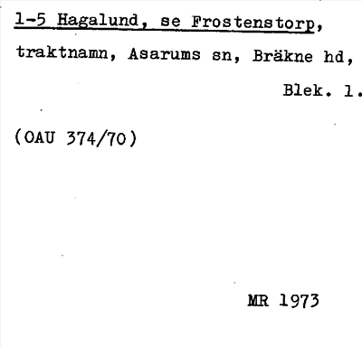 Bild på arkivkortet för arkivposten Hagalund se Frostenstorp