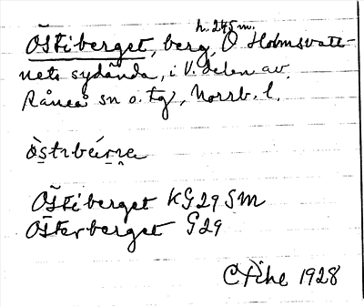 Bild på arkivkortet för arkivposten Östiberget