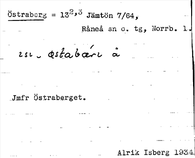 Bild på arkivkortet för arkivposten Östraberg