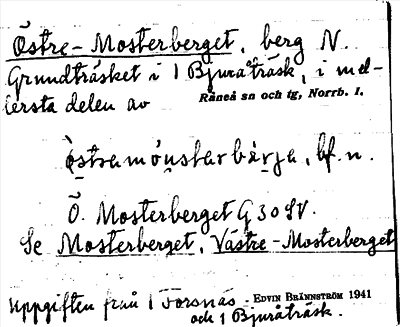 Bild på arkivkortet för arkivposten Östre-Mosterberget