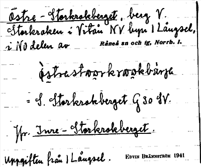 Bild på arkivkortet för arkivposten Östre-Storkrokberget