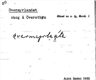 Bild på arkivkortet för arkivposten Övermyrlandet