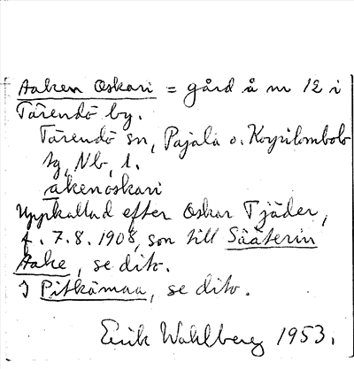 Bild på arkivkortet för arkivposten Aaken Oskari