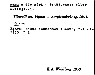Bild på arkivkortet för arkivposten Aanu