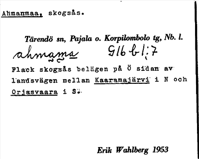 Bild på arkivkortet för arkivposten Ahmanmaa