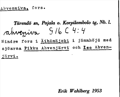 Bild på arkivkortet för arkivposten Ahvenniva