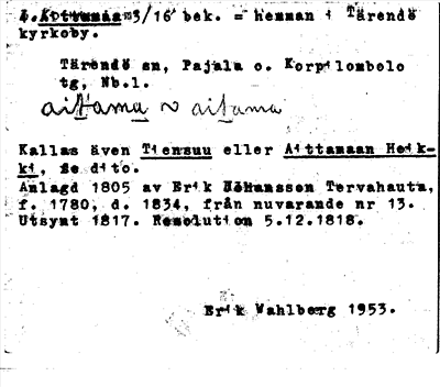 Bild på arkivkortet för arkivposten Aittamaa