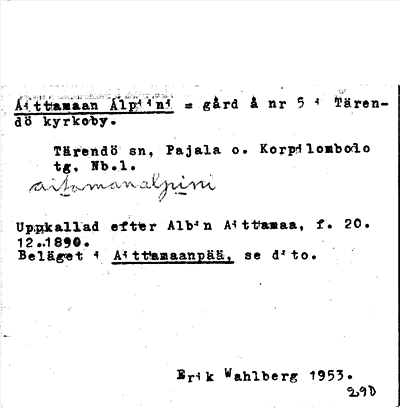 Bild på arkivkortet för arkivposten Aittamaan Ålpiini