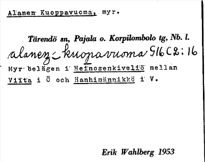 Bild på arkivkortet för arkivposten Alanen Kuoppavuoma