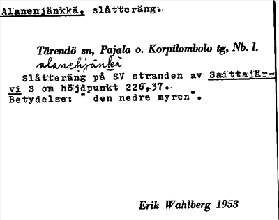 Bild på arkivkortet för arkivposten Alanenjänkkä