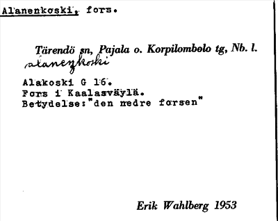 Bild på arkivkortet för arkivposten Alanenkoski