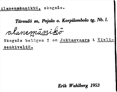 Bild på arkivkortet för arkivposten Alanenmännikkö