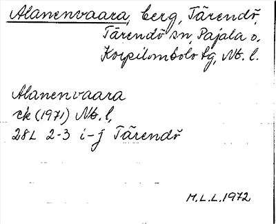 Bild på arkivkortet för arkivposten Alanenvaara