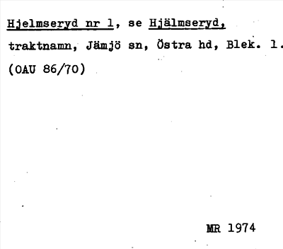 Bild på arkivkortet för arkivposten Hjelmseryd