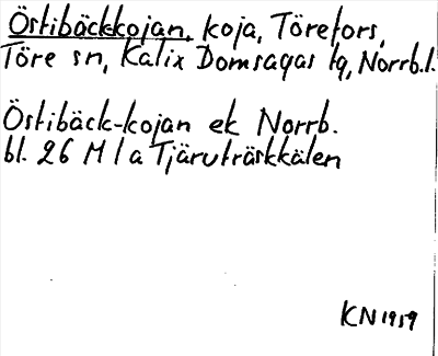 Bild på arkivkortet för arkivposten Östibäck-kojan