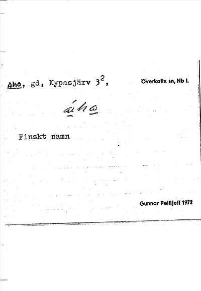 Bild på arkivkortet för arkivposten Aho
