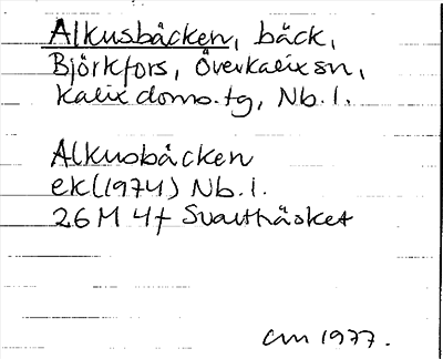 Bild på arkivkortet för arkivposten Alkusbäcken