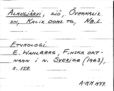 Bild på arkivkortet för arkivposten Alkusjärvi
