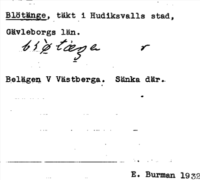 Bild på arkivkortet för arkivposten Blötänge