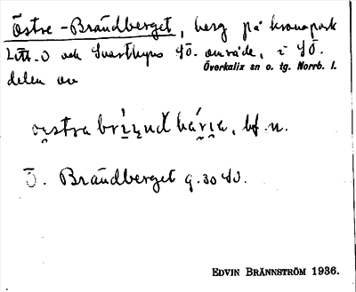 Bild på arkivkortet för arkivposten Östre-Brändberget