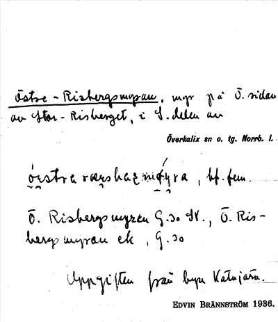 Bild på arkivkortet för arkivposten Östre-Risbergsmyran