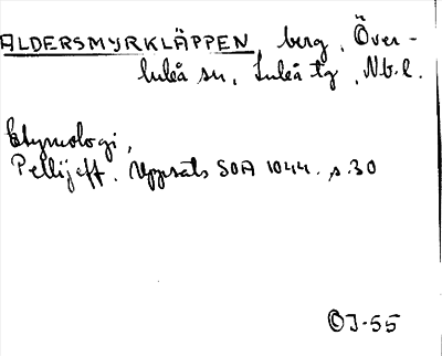Bild på arkivkortet för arkivposten Aldersmyrkläppen