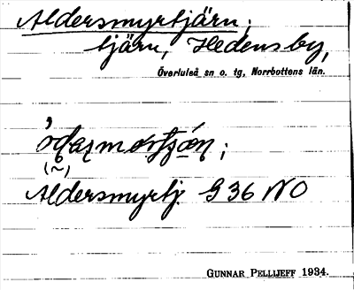 Bild på arkivkortet för arkivposten Aldersmyrtjärn