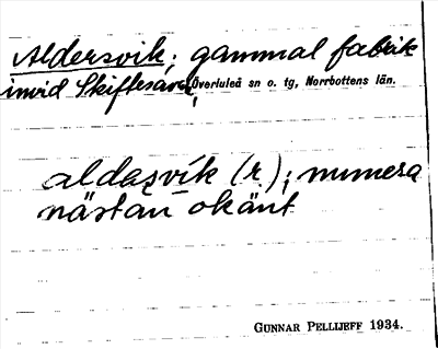 Bild på arkivkortet för arkivposten Aldersvik
