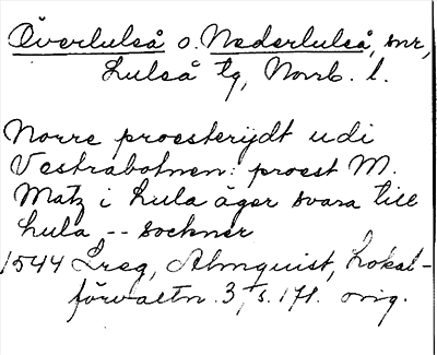 Bild på arkivkortet för arkivposten Överluleå o. Nederluleå