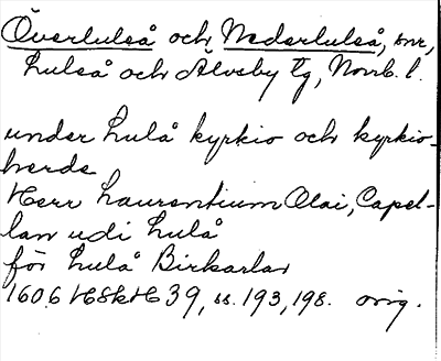 Bild på arkivkortet för arkivposten Överluleå och Nederluleå