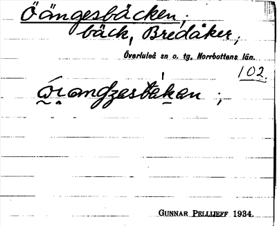 Bild på arkivkortet för arkivposten Öängesbäcken