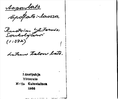 Bild på arkivkortet för arkivposten Aaponlato
