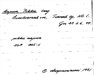 Bild på arkivkortet för arkivposten Aapua, Pikku