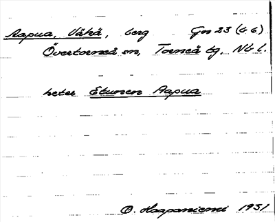 Bild på arkivkortet för arkivposten Aapua, Väkä
