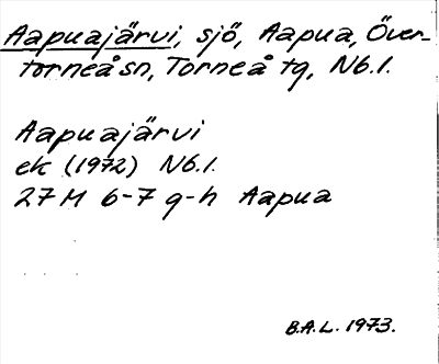 Bild på arkivkortet för arkivposten Aapuajärvi
