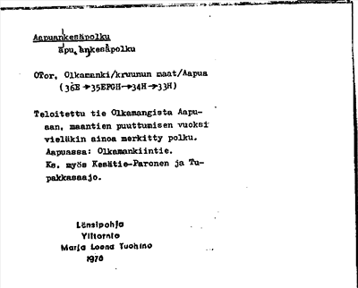 Bild på arkivkortet för arkivposten Aapuan kesäpolku