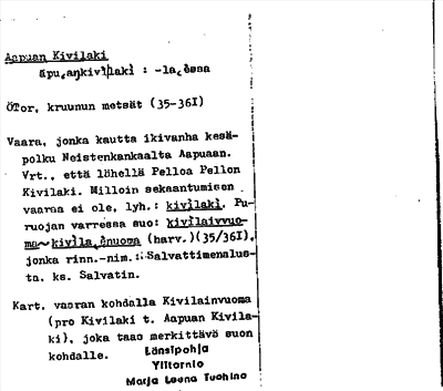 Bild på arkivkortet för arkivposten Aapuan Kivilaki