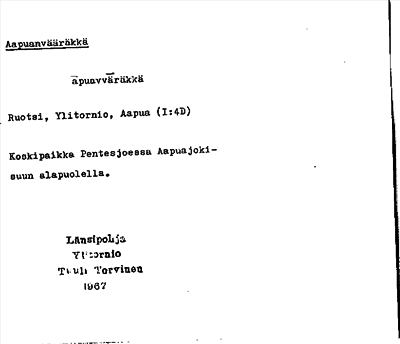 Bild på arkivkortet för arkivposten Aapuanvääräkkä