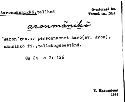 Bild på arkivkortet för arkivposten Aaronmännikkö