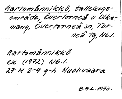 Bild på arkivkortet för arkivposten Aartomännikkö