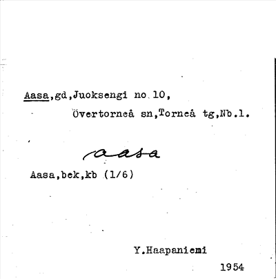 Bild på arkivkortet för arkivposten Aasa