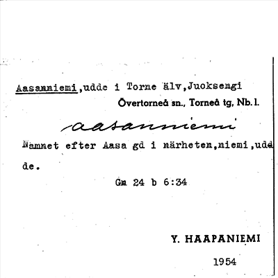 Bild på arkivkortet för arkivposten Aasanniemi