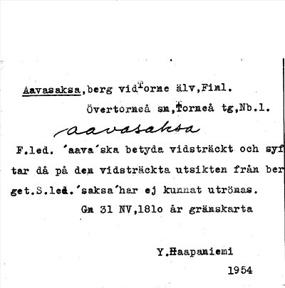 Bild på arkivkortet för arkivposten Aavasaksa