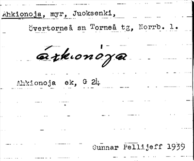 Bild på arkivkortet för arkivposten Ahkionoja