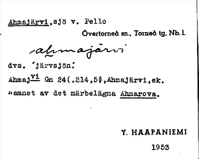 Bild på arkivkortet för arkivposten Ahmajärvi