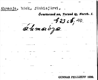 Bild på arkivkortet för arkivposten Ahmaoja