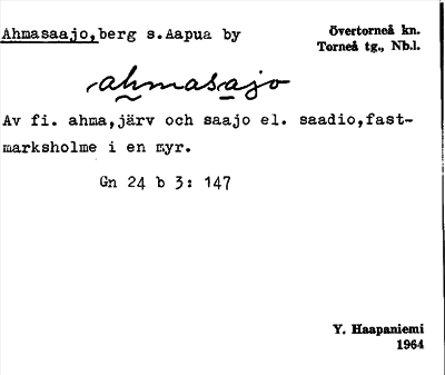 Bild på arkivkortet för arkivposten Ahmasaajo
