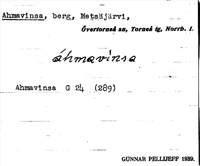 Bild på arkivkortet för arkivposten Ahmavinsa