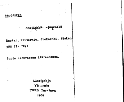 Bild på arkivkortet för arkivposten Ahojänkkä